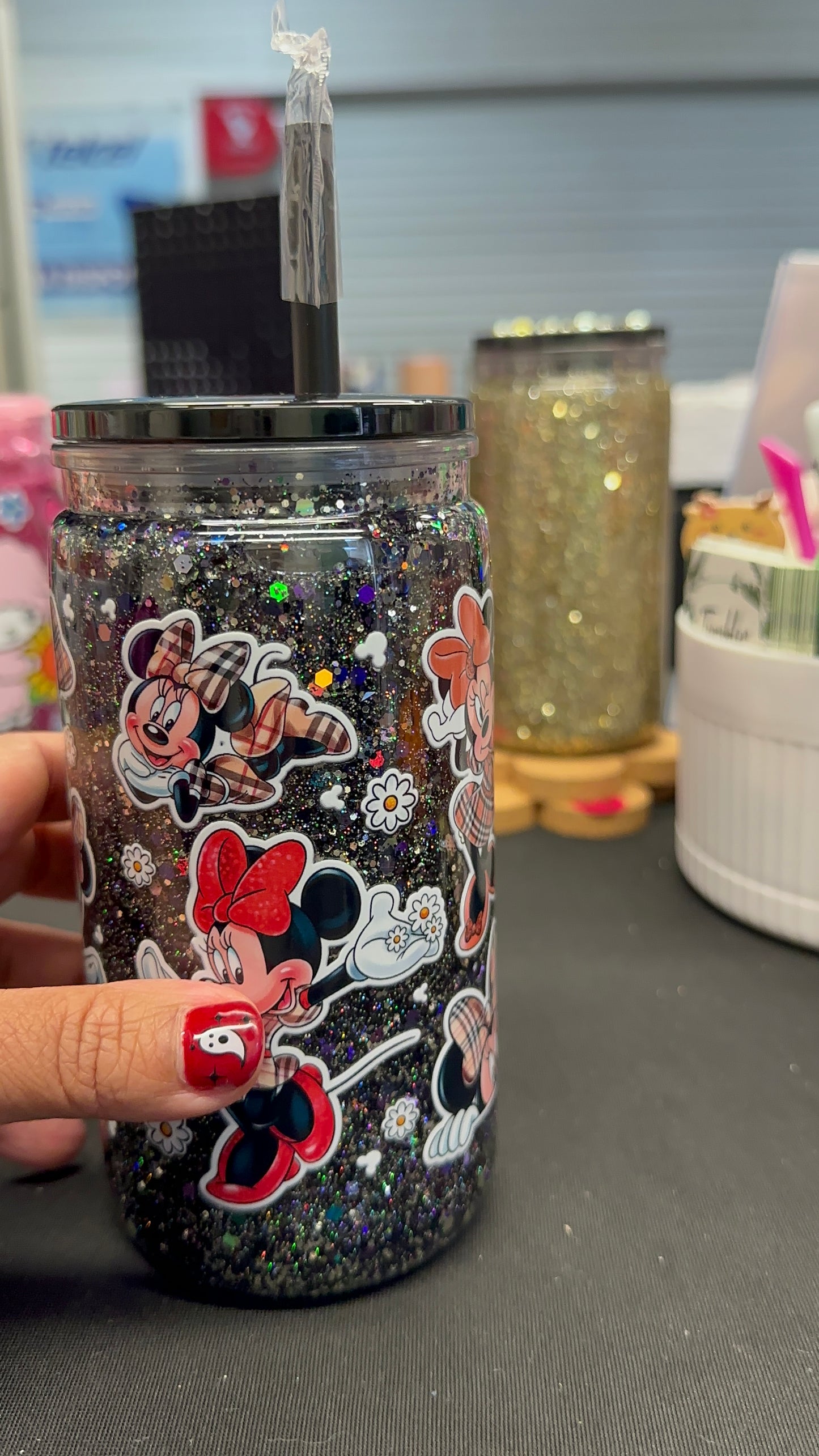 Mouse Cartoon Glitter Tumbler