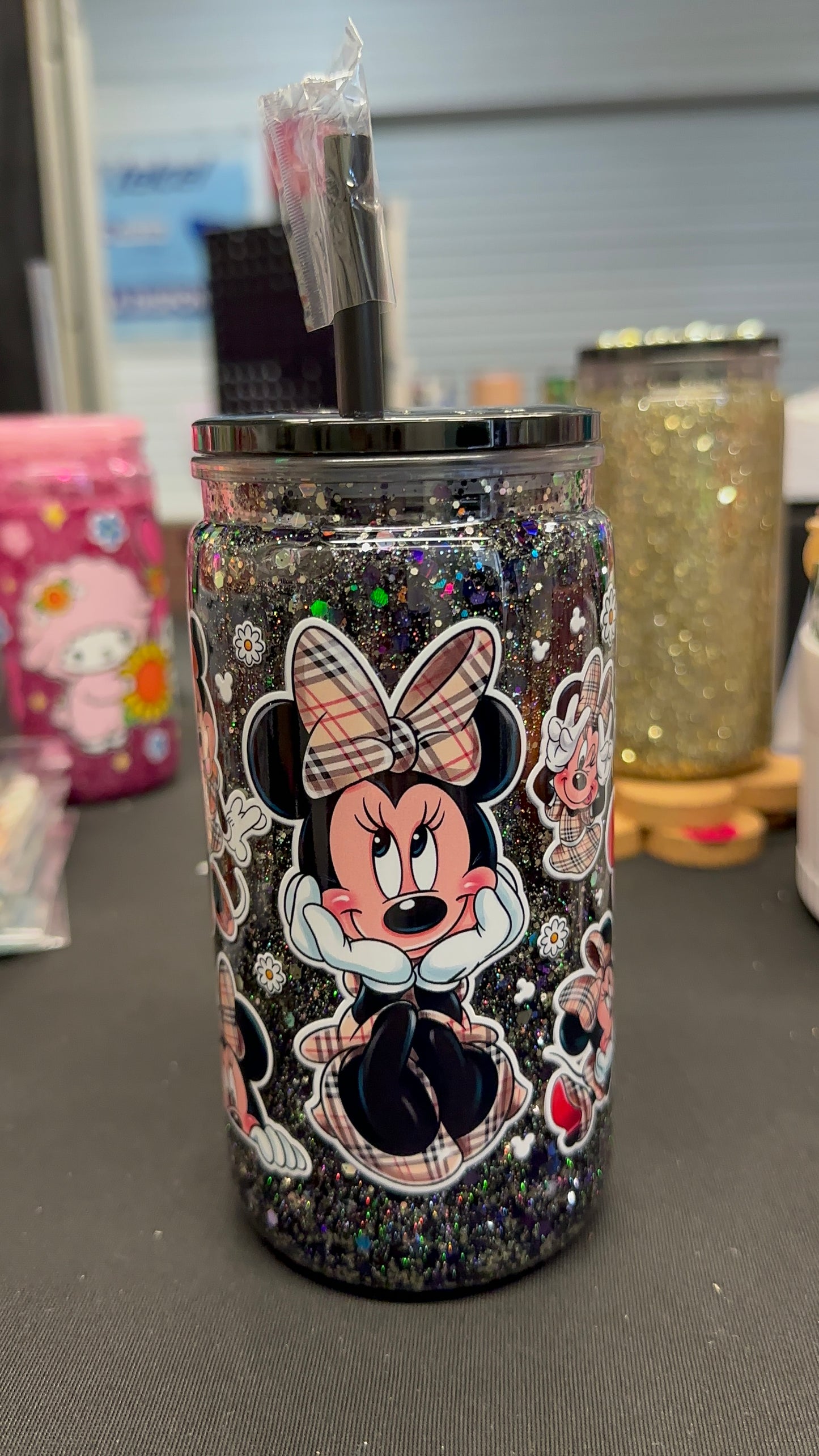 Mouse Cartoon Glitter Tumbler