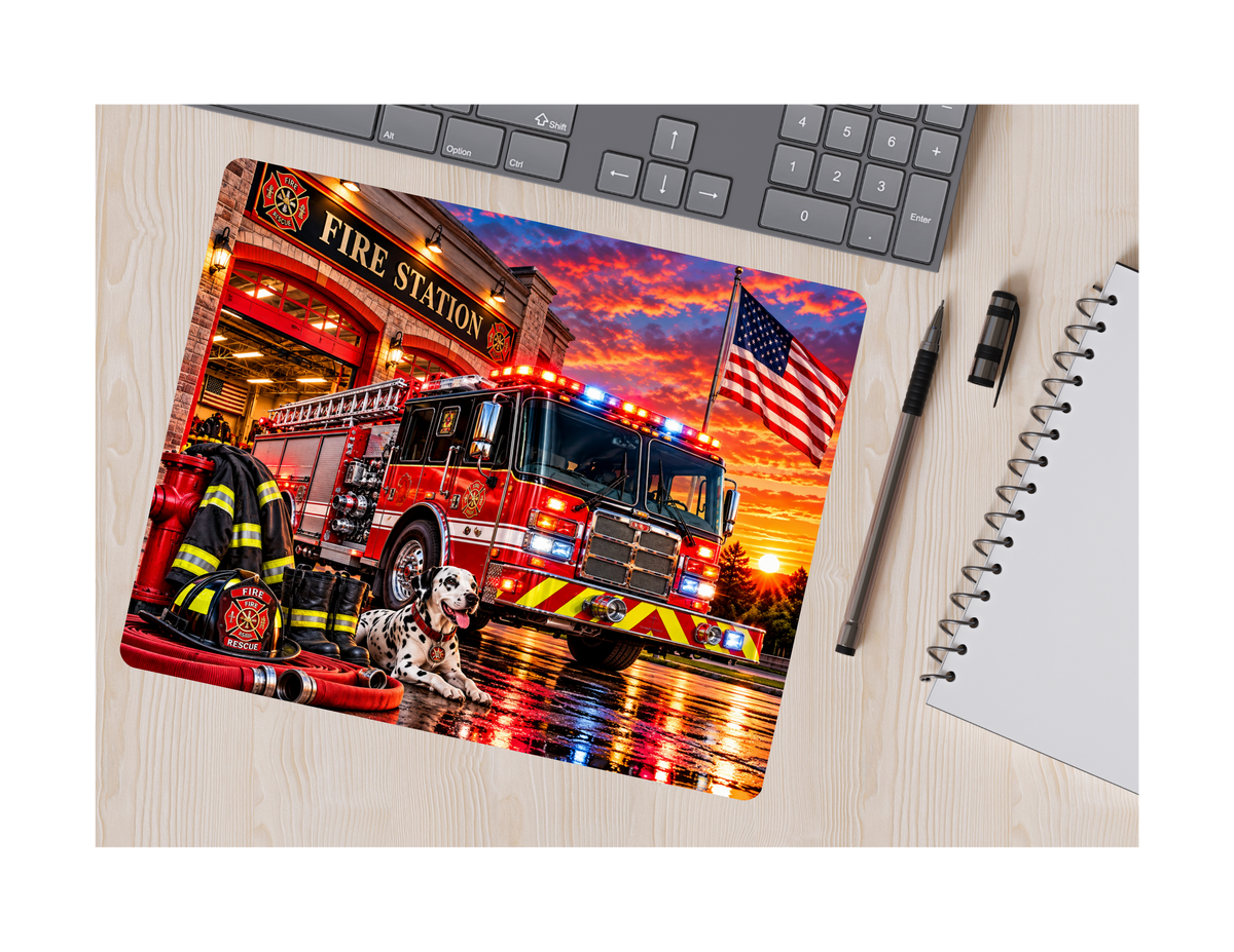 Firefighter Mouse Pad, Firefighter Gift Desk accessory, First Responder Gift