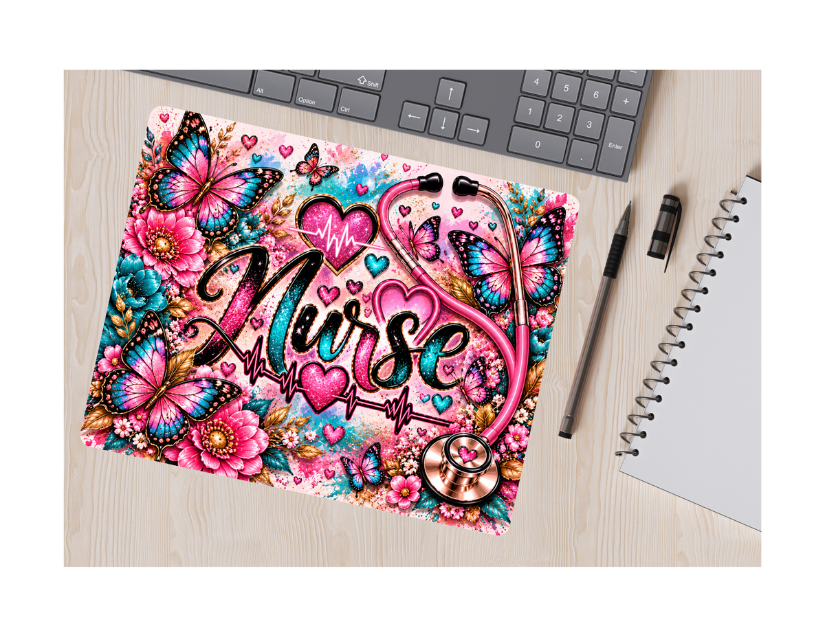 Nurse Mouse Pad, Butterfly Nurse Mousepad, Nurse Gift, Medical Office Decor
