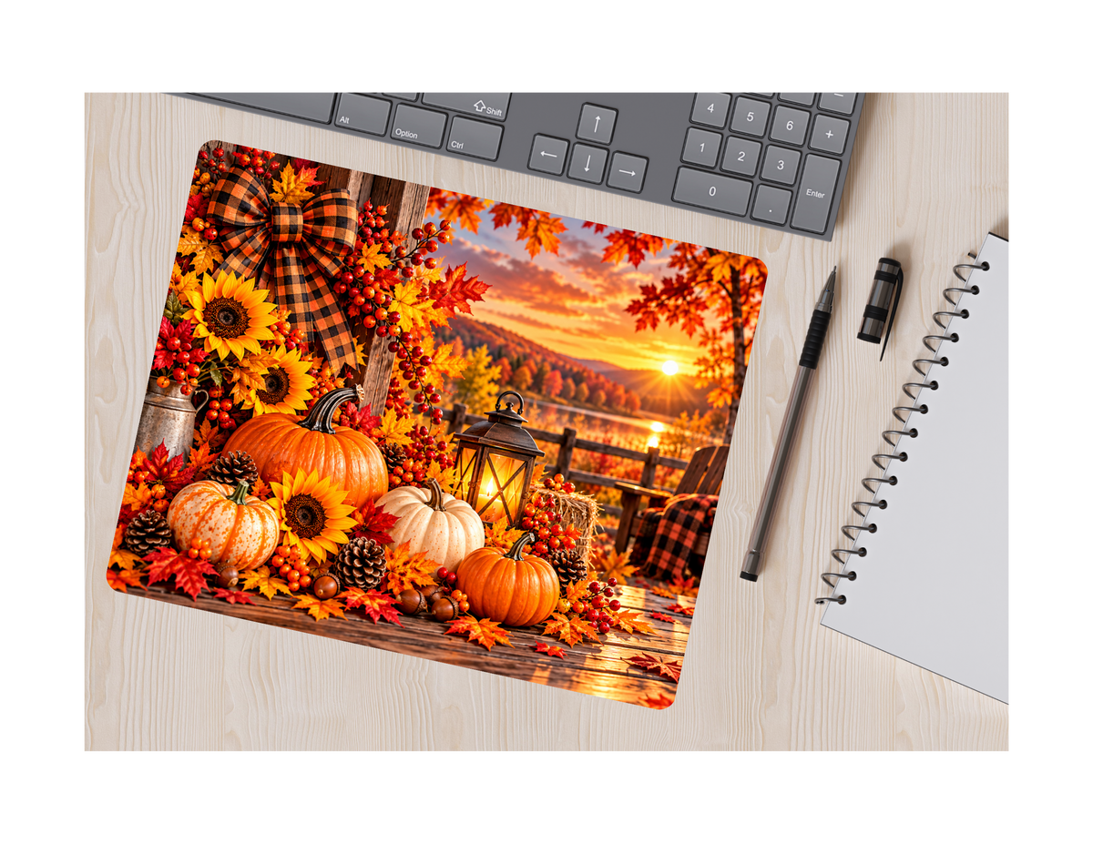 Fall Mousepad, Autumn Pumpkin Mousepad, Thanksgiving Mousepad, Cozy Autumn Gift