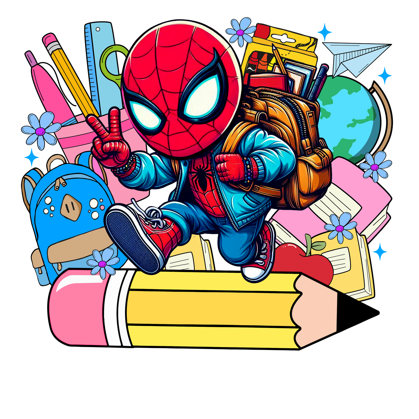 Cartoon Spider Personalized Back to School T-shirt