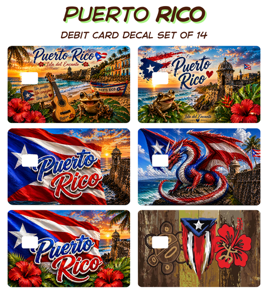 Puerto Rico Debit Card Sticker Design Set of 14 designs in the pack
