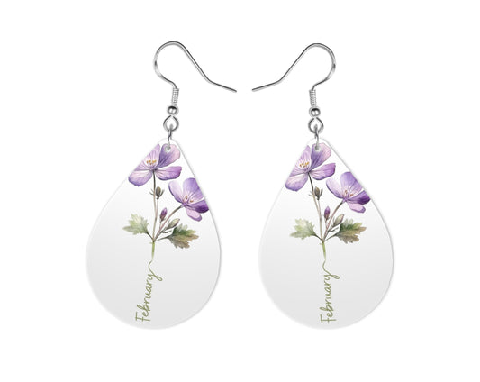 February Birth Month Earrings