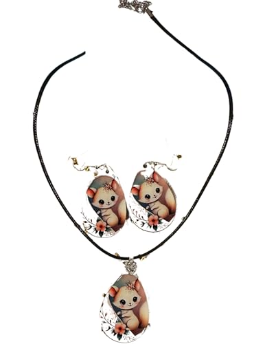 Fox Teardrop Earrings & Necklace Set
